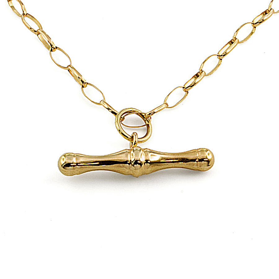9ct gold 3.9g 25 inch T.Bar Pendant with chain